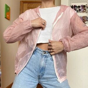brandy melville windbreaker - sheer and pink